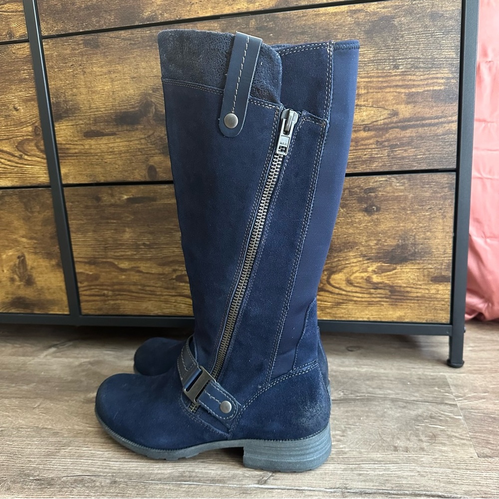 Earth Origins Portia Blue Tall Zipper Boots
